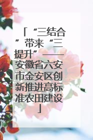 “三结合”带来“三提升”——安徽省六安市金安区创新推进高标准农田建设