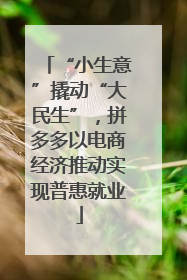 “小生意”撬动“大民生”，拼多多以电商经济推动实现普惠就业