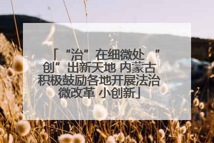 “治”在细微处 “创”出新天地 内蒙古积极鼓励各地开展法治微改革 小创新