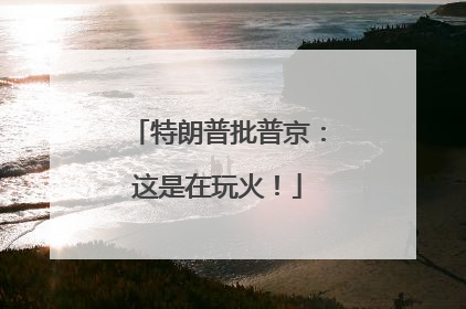 特朗普批普京：这是在玩火！
