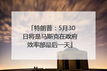 特朗普：5月30日将是马斯克在政府效率部最后一天