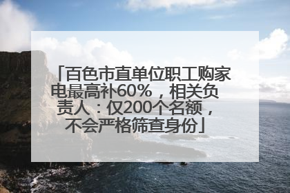 百色市直单位职工购家电最高补60％，相关负责人：仅200个名额，不会严格筛查身份