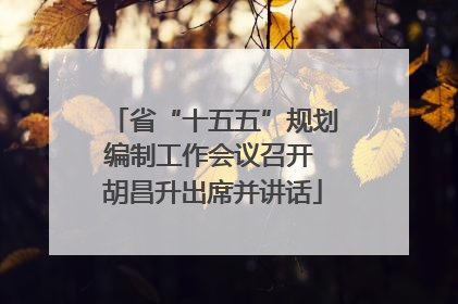 省“十五五”规划编制工作会议召开 胡昌升出席并讲话