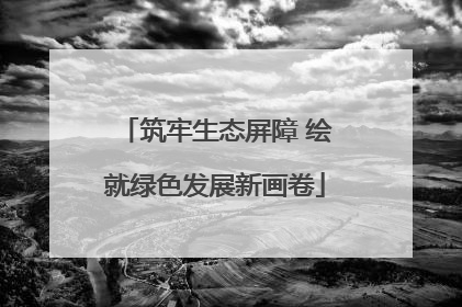 筑牢生态屏障 绘就绿色发展新画卷