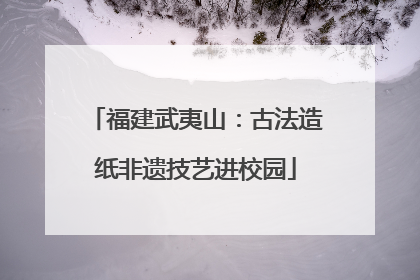 福建武夷山：古法造纸非遗技艺进校园