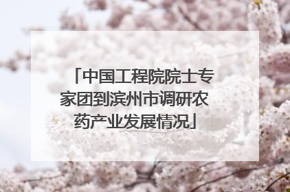 中国工程院院士专家团到滨州市调研农药产业发展情况