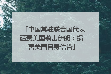 中国常驻联合国代表谴责美国袭击伊朗：损害美国自身信誉