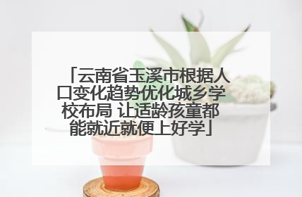 云南省玉溪市根据人口变化趋势优化城乡学校布局 让适龄孩童都能就近就便上好学