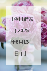 今日辟谣（2025年6月13日）