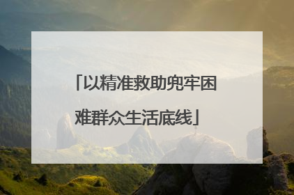以精准救助兜牢困难群众生活底线
