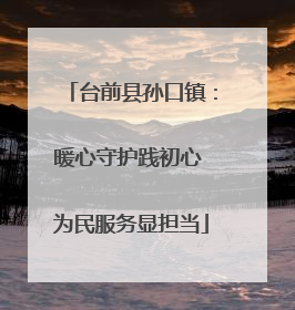 台前县孙口镇：暖心守护践初心 为民服务显担当