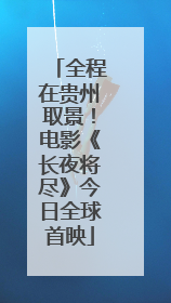 全程在贵州取景！电影《长夜将尽》今日全球首映