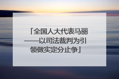 全国人大代表马丽——以司法裁判为引领做实定分止争