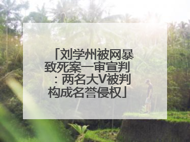 刘学州被网暴致死案一审宣判：两名大V被判构成名誉侵权