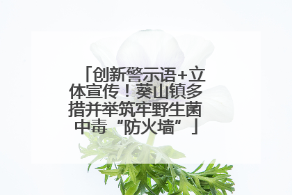 创新警示语+立体宣传！葵山镇多措并举筑牢野生菌中毒“防火墙”
