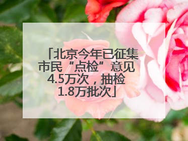 北京今年已征集市民“点检”意见4.5万次，抽检1.8万批次