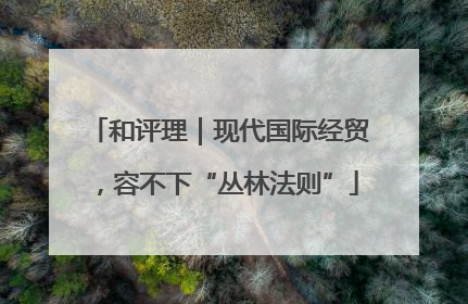 和评理｜现代国际经贸，容不下“丛林法则”
