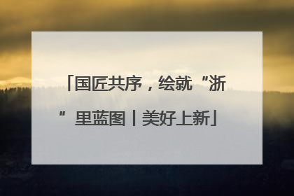 国匠共序，绘就“浙”里蓝图丨美好上新