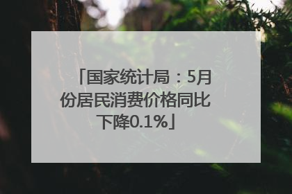 国家统计局：5月份居民消费价格同比下降0.1%