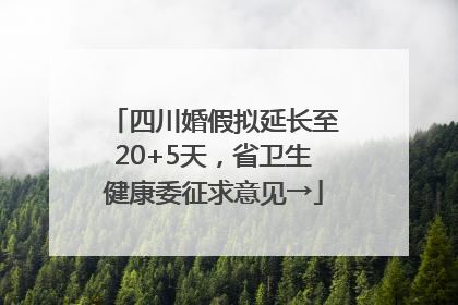 四川婚假拟延长至20+5天，省卫生健康委征求意见→