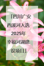 四川广安西溪河入选2025年幸福河湖建设项目