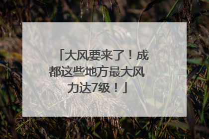 大风要来了！成都这些地方最大风力达7级！