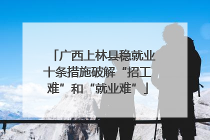 广西上林县稳就业十条措施破解“招工难”和“就业难”