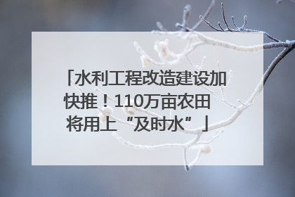 水利工程改造建设加快推！110万亩农田将用上“及时水”
