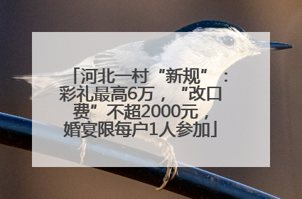 河北一村“新规”：彩礼最高6万，“改口费”不超2000元，婚宴限每户1人参加