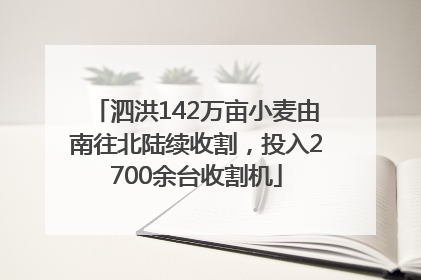 泗洪142万亩小麦由南往北陆续收割，投入2700余台收割机
