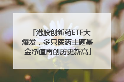 港股创新药ETF大爆发，多只医药主题基金净值再创历史新高