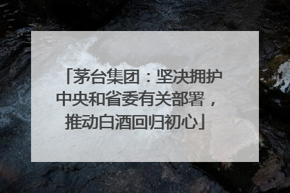 茅台集团：坚决拥护中央和省委有关部署，推动白酒回归初心