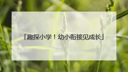 趣探小学！幼小衔接见成长