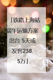 铁路上海站端午运输方案出台 5天或发客238.5万