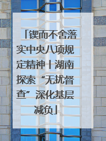 锲而不舍落实中央八项规定精神丨湖南探索“无扰督查”深化基层减负