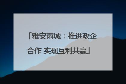 雅安雨城：推进政企合作 实现互利共赢