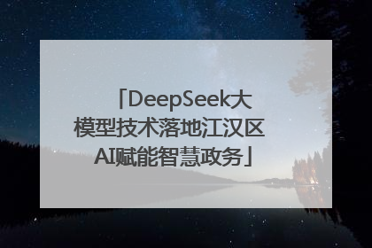 DeepSeek大模型技术落地江汉区 AI赋能智慧政务